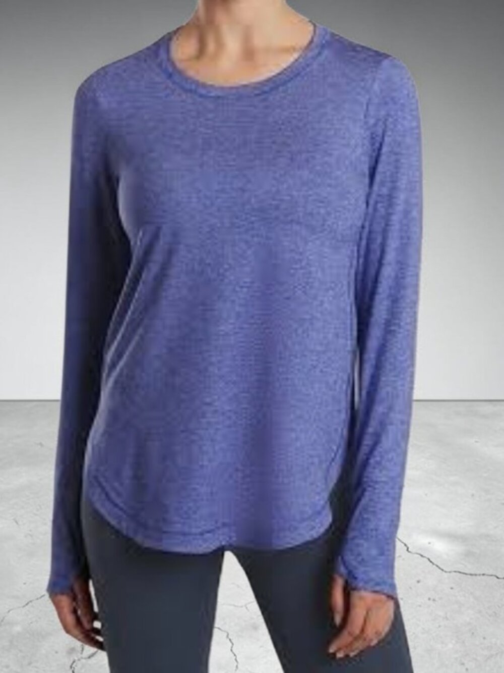 ATHLETA (XL) UPTEMPO Long Sleeve Athletic Athleisure Periwinkle Heathered Blue